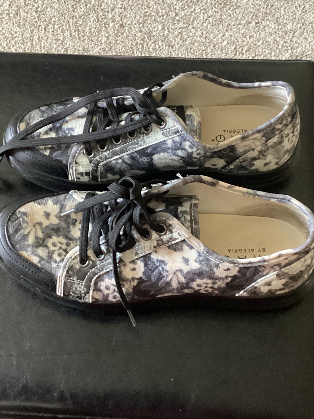 Alegria Women’s Black & White Floral Canvas Sneakers